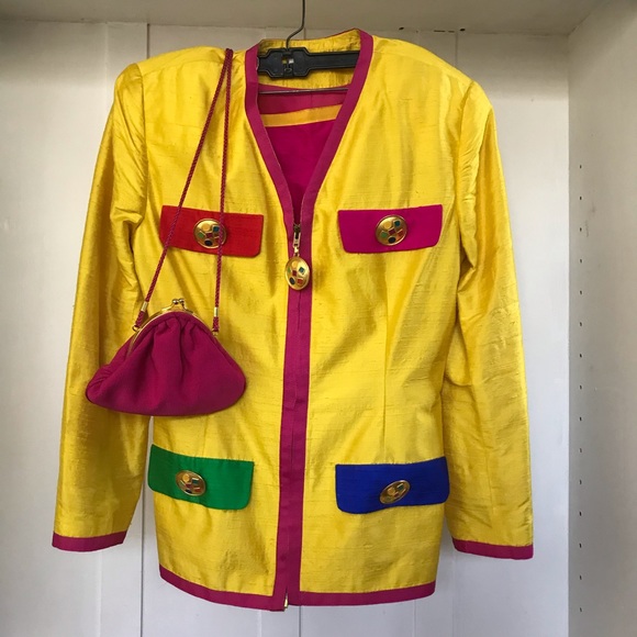 Vintage Rare Henri Bendel 100% Silk Suit/ matching bag - Picture 3 of 9